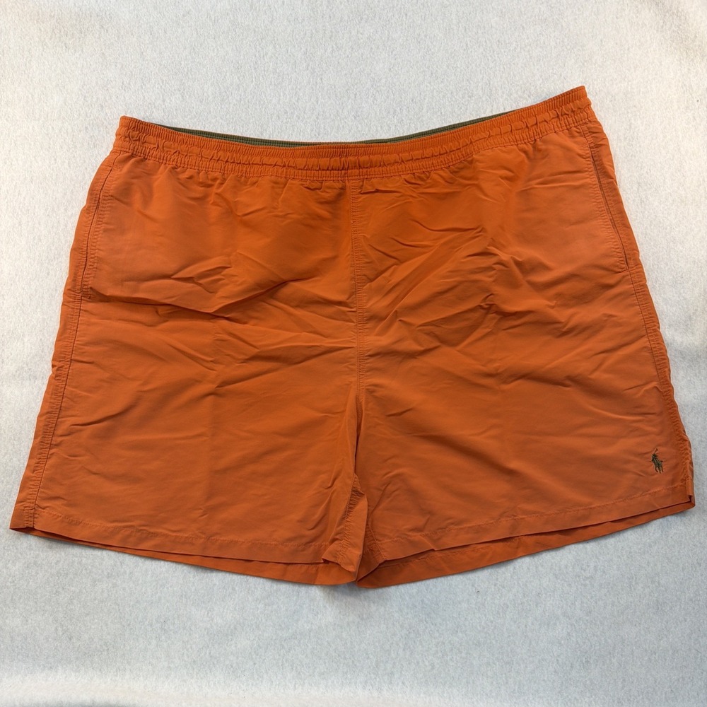 Polo Ralph Lauren Mens Orange Swim Trunks 4XB Big Pony Logo Mesh Lined Shorts